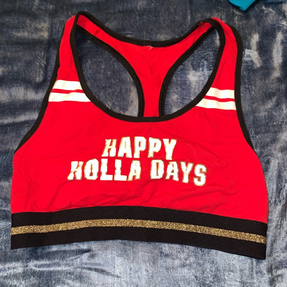 Happy holla days PINK sports bra